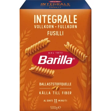 Barilla Teljes kiőrlésű Fusilli tészta 500g