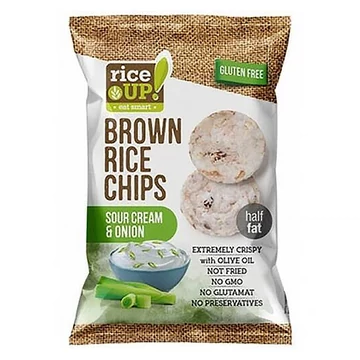 RiceUp! Eat Smart teljes kiőrlésű barna rizs chips hagymás-tejfölös ízesítéssel 60 g