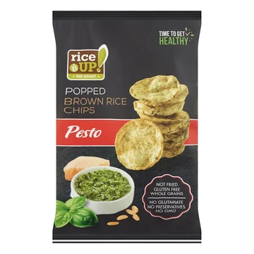 RiceUp! Eat Smart teljes kiőrlésű barna rizs chips pesto ízesítéssel 60 g