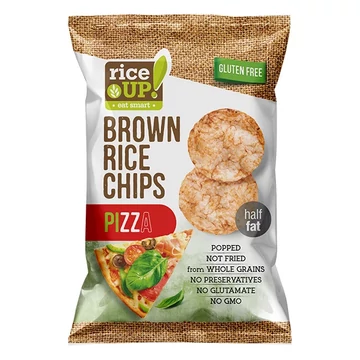 RiceUp! Eat Smart teljes kiőrlésű barna rizs chips pizzás ízesítéssel 60 g