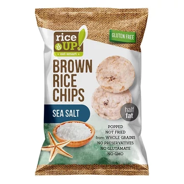 RiceUp! Eat Smart teljes kiőrlésű barna rizs chips tengeri sós ízesítéssel 60 g