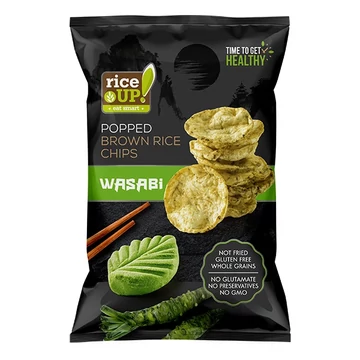 RiceUp! Eat Smart teljes kiőrlésű barna rizs chips wasabi ízesítéssel 60 g