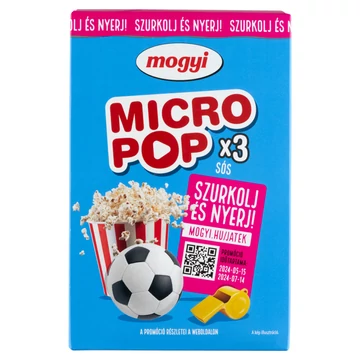 Mogyi Micro Pop sós, mikrohullámú sütőben elkészíthető pattogatni való kukorica 3 x 100 g (300 g)
