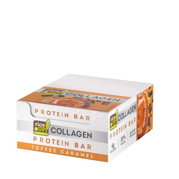 RiceUp! Kollagénes fehérjeszelet Toffee-karamell ízesítéssel, hozzáadott cukor nélkül 50g 